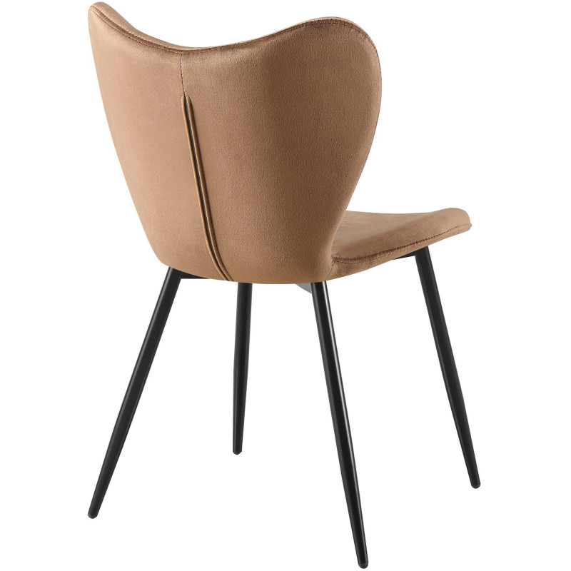 Chaise scandinave moderne Papillon Velours Marron Métal Noir Mat Jaleny - 2