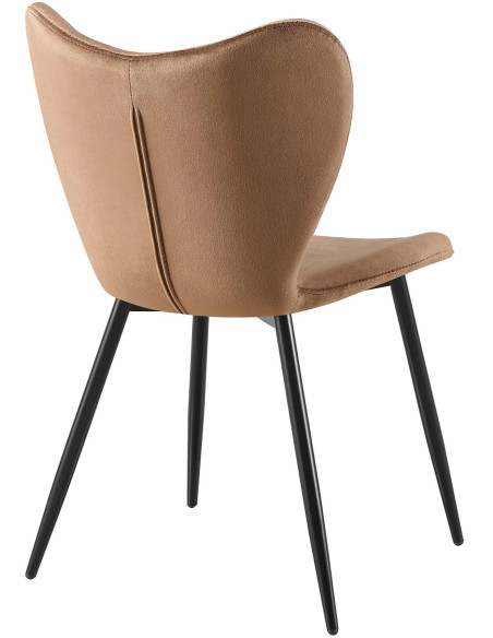 Chaise scandinave moderne Papillon Velours Marron Métal Noir Mat Jaleny - 2