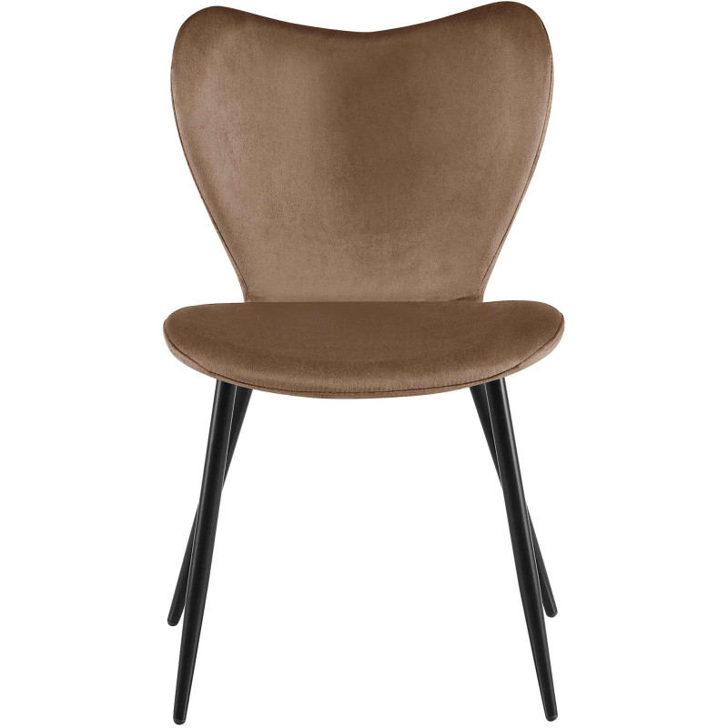 Chaise scandinave moderne Papillon Velours Marron Métal Noir Mat Jaleny - 3