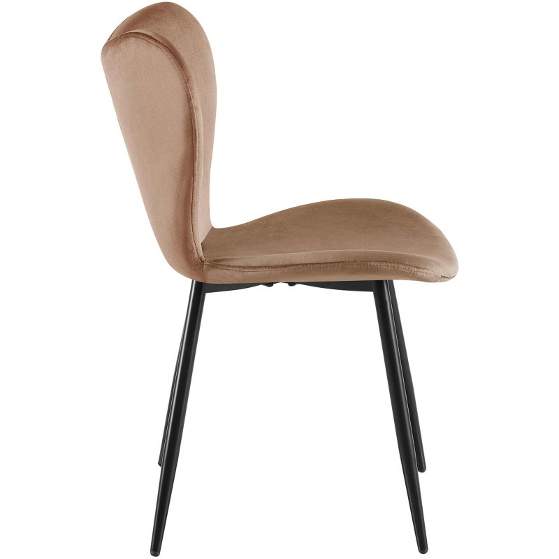 Chaise scandinave moderne Papillon Velours Marron Métal Noir Mat Jaleny - 4