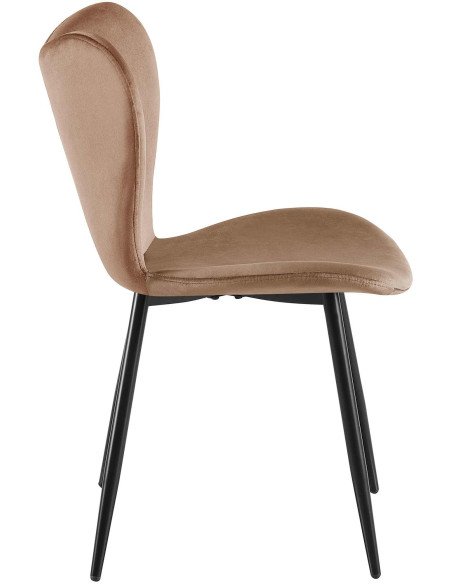 Chaise scandinave moderne Papillon Velours Marron Métal Noir Mat Jaleny - 4
