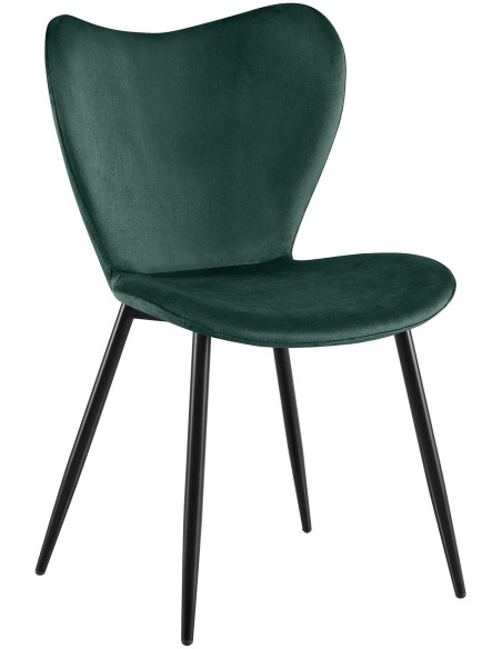 Chaise scandinave moderne Papillon Velours Vert Métal Noir Mat Jaleny - 1