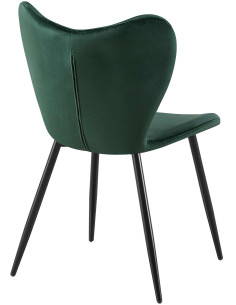 Chaise scandinave moderne Papillon Velours Vert Métal Noir Mat Jaleny - 1 2