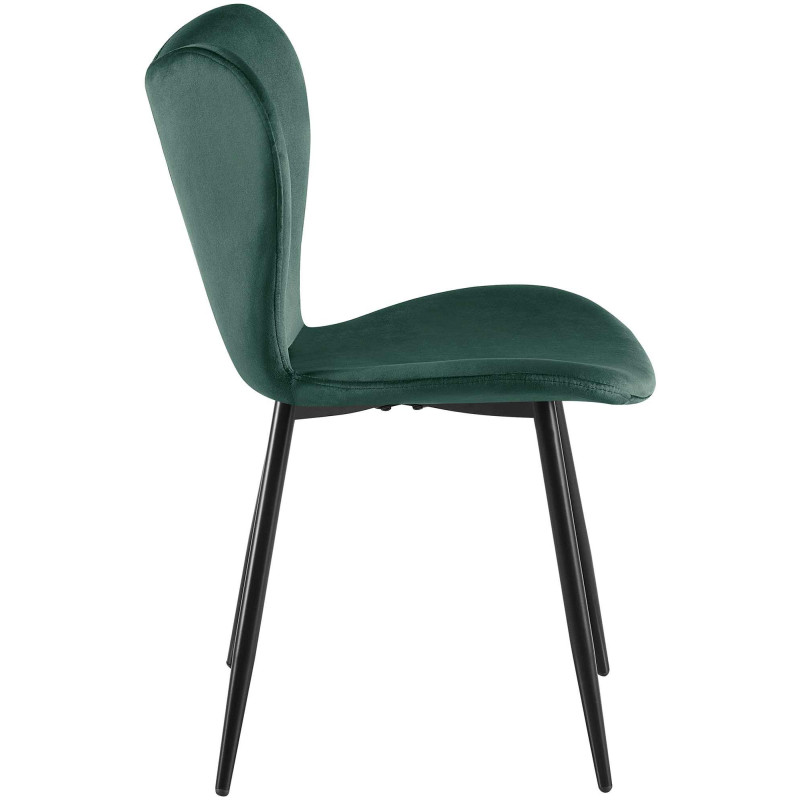 Chaise scandinave moderne Papillon Velours Vert Métal Noir Mat Jaleny - 4