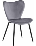 Chaise scandinave moderne Papillon Velours Gris foncé Métal Noir Mat Jaleny