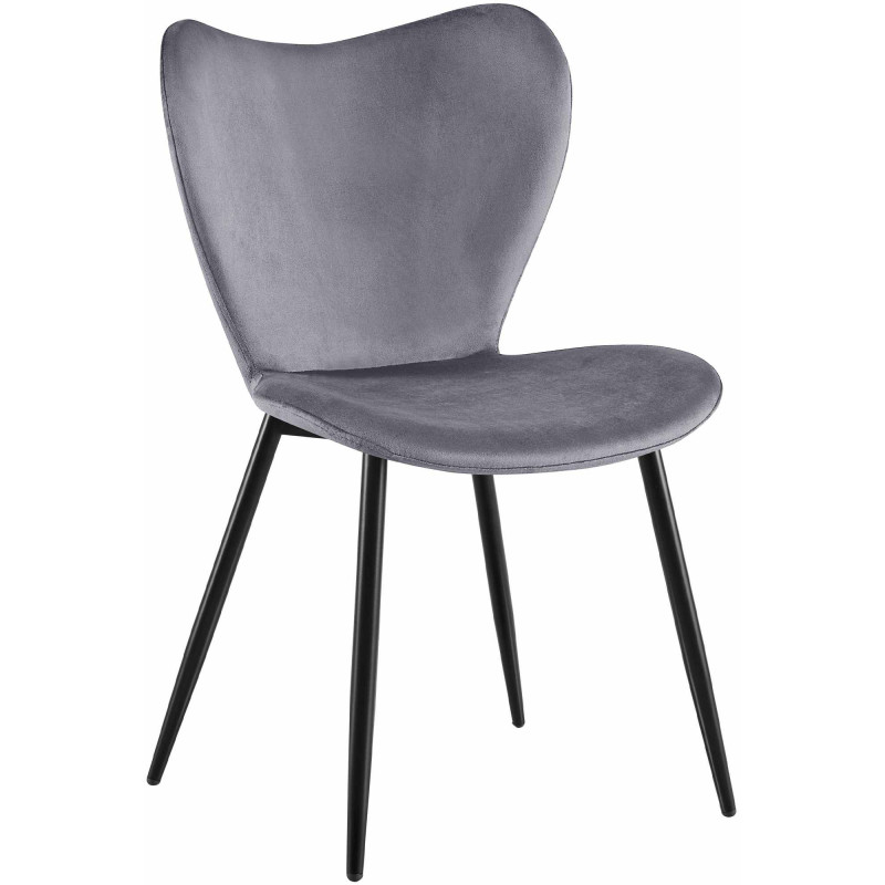 Chaise scandinave moderne Papillon Velours Gris foncé Métal Noir Mat Jaleny - 1