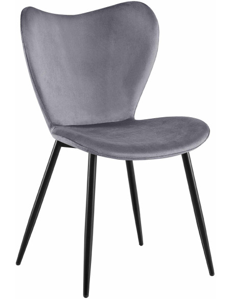 Chaise scandinave moderne Papillon Velours Gris foncé Métal Noir Mat Jaleny - 1