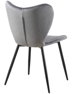Chaise scandinave moderne Papillon Velours Gris foncé Métal Noir Mat Jaleny - 2