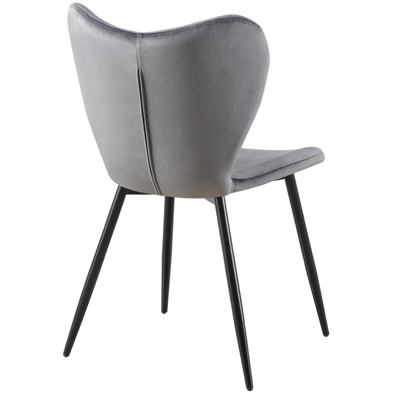 Chaise scandinave moderne Papillon Velours Gris foncé Métal Noir Mat Jaleny - 2