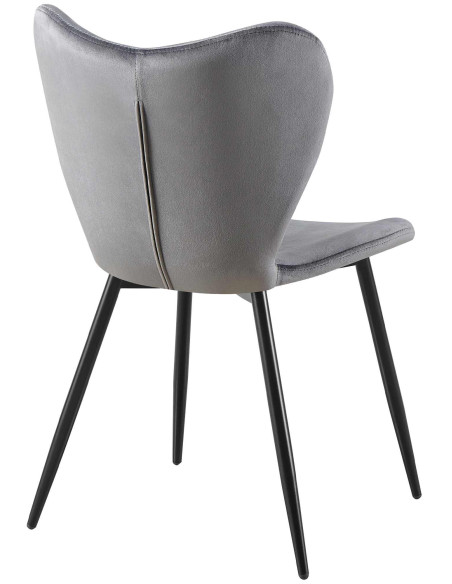 Chaise scandinave moderne Papillon Velours Gris foncé Métal Noir Mat Jaleny - 2