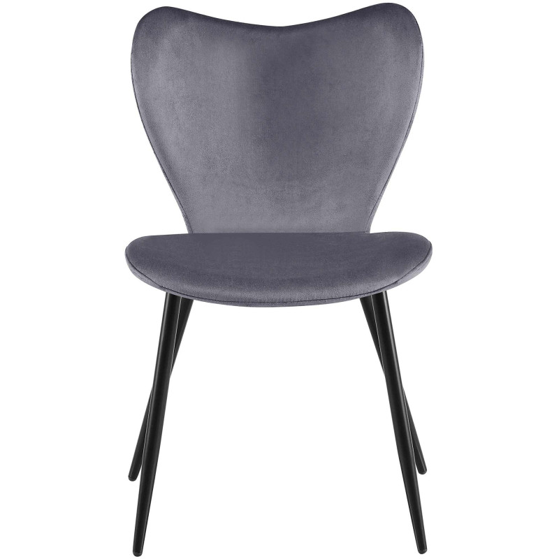 Chaise scandinave moderne Papillon Velours Gris foncé Métal Noir Mat Jaleny - 3