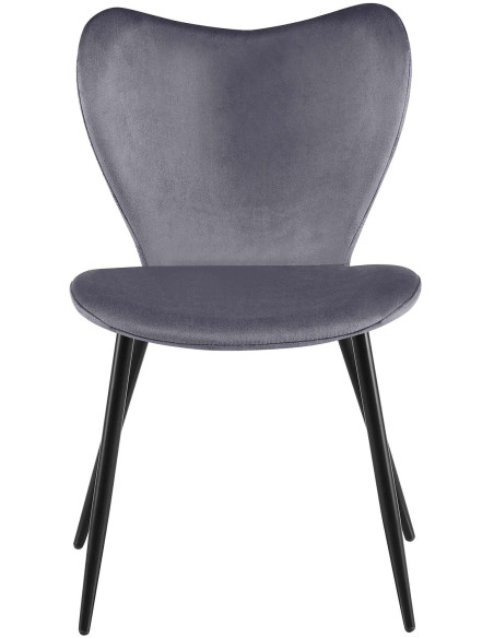Chaise scandinave moderne Papillon Velours Gris foncé Métal Noir Mat Jaleny - 3