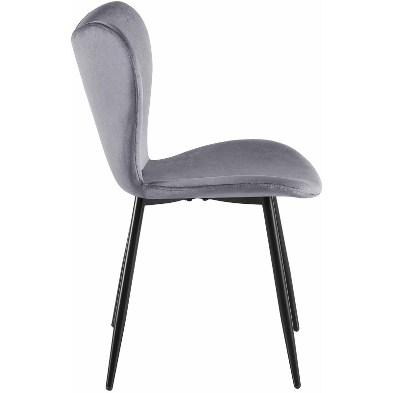 Chaise scandinave moderne Papillon Velours Gris foncé Métal Noir Mat Jaleny - 4