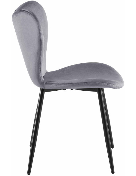 Chaise scandinave moderne Papillon Velours Gris foncé Métal Noir Mat Jaleny - 4