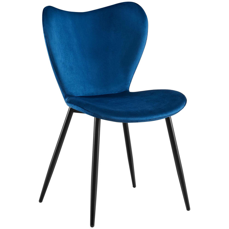 Chaise scandinave moderne Papillon Velours Bleu foncé Métal Noir Mat Jaleny - 1