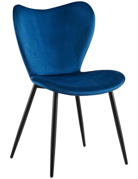 Chaise scandinave moderne Papillon Velours Bleu foncé Métal Noir Mat Jaleny - 1