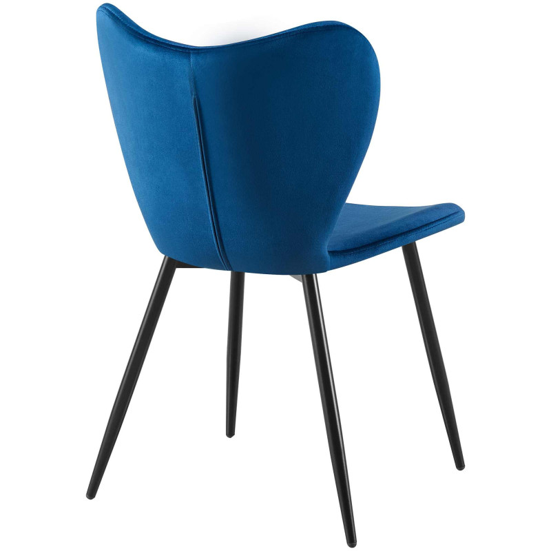 Chaise scandinave moderne Papillon Velours Bleu foncé Métal Noir Mat Jaleny - 2
