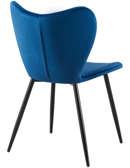 Chaise scandinave moderne Papillon Velours Bleu foncé Métal Noir Mat Jaleny - 2
