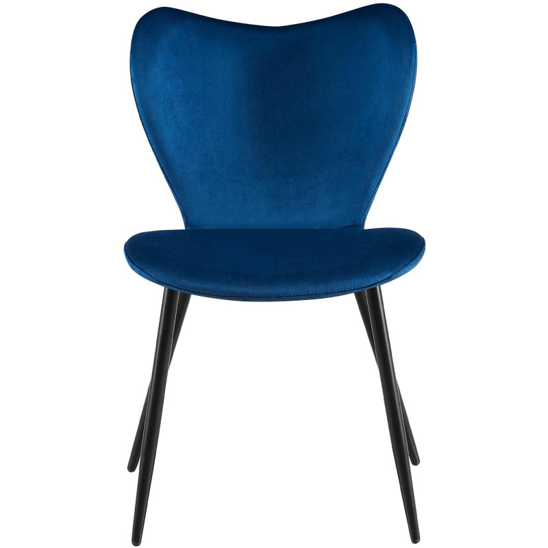 Chaise scandinave moderne Papillon Velours Bleu foncé Métal Noir Mat Jaleny - 3