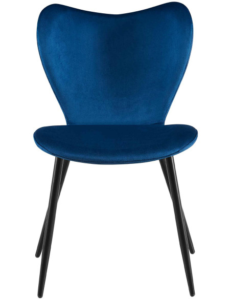 Chaise scandinave moderne Papillon Velours Bleu foncé Métal Noir Mat Jaleny - 3