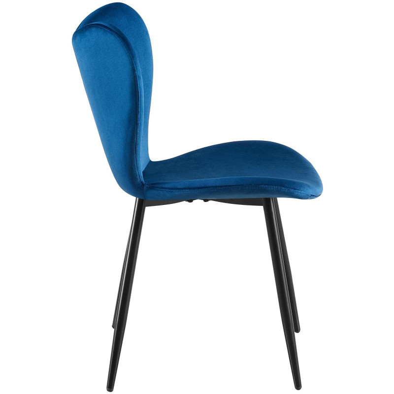 Chaise scandinave moderne Papillon Velours Bleu foncé Métal Noir Mat Jaleny - 4