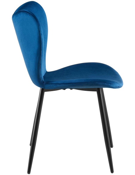 Chaise scandinave moderne Papillon Velours Bleu foncé Métal Noir Mat Jaleny - 4
