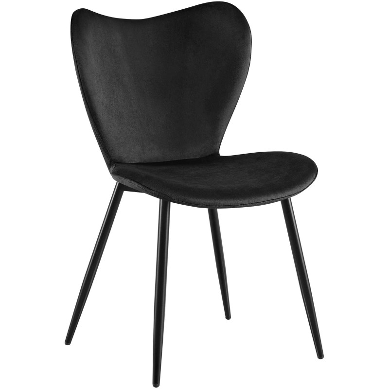 Chaise scandinave moderne Papillon Velours Noir Métal Noir Mat Jaleny - 1