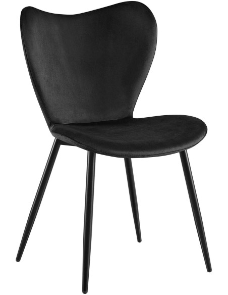 Chaise scandinave moderne Papillon Velours Noir Métal Noir Mat Jaleny - 1
