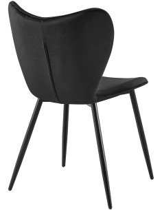 Chaise scandinave moderne Papillon Velours Noir Métal Noir Mat Jaleny - 2