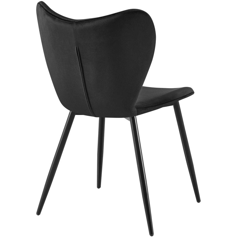 Chaise scandinave moderne Papillon Velours Noir Métal Noir Mat Jaleny - 2
