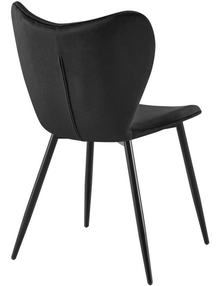 Chaise scandinave moderne Papillon Velours Noir Métal Noir Mat Jaleny - 2