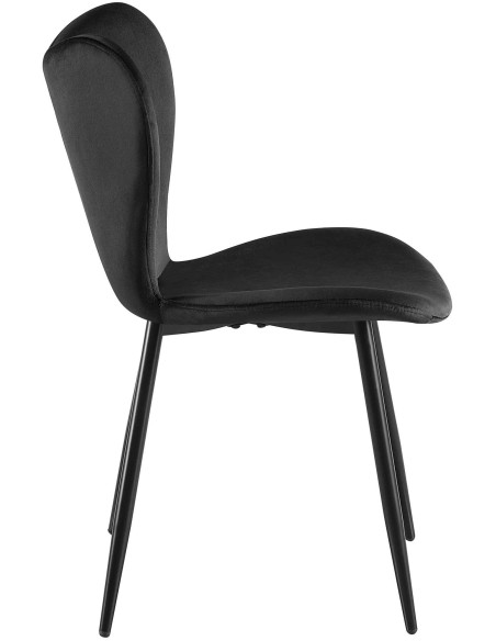 Chaise scandinave moderne Papillon Velours Noir Métal Noir Mat Jaleny - 4