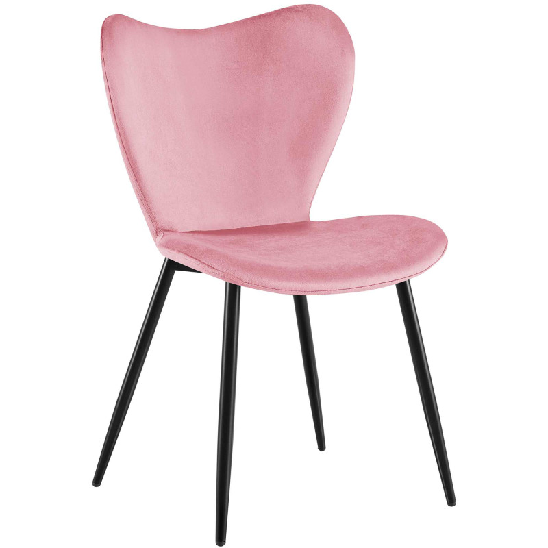 Chaise scandinave moderne Papillon Velours Rose Métal Noir Mat Jaleny - 1