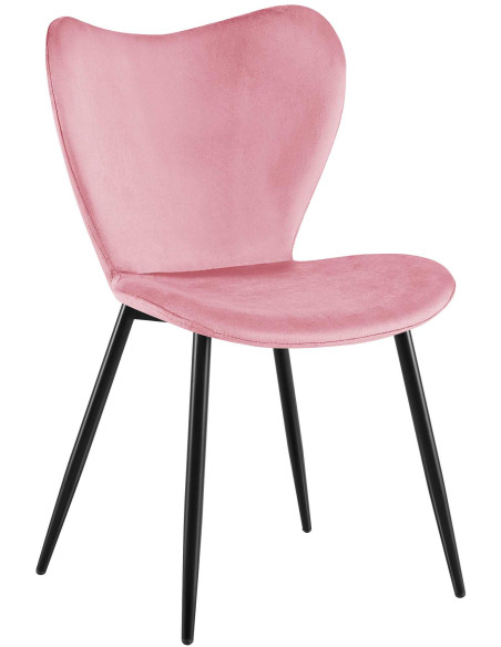 Chaise scandinave moderne Papillon Velours Rose Métal Noir Mat Jaleny - 1