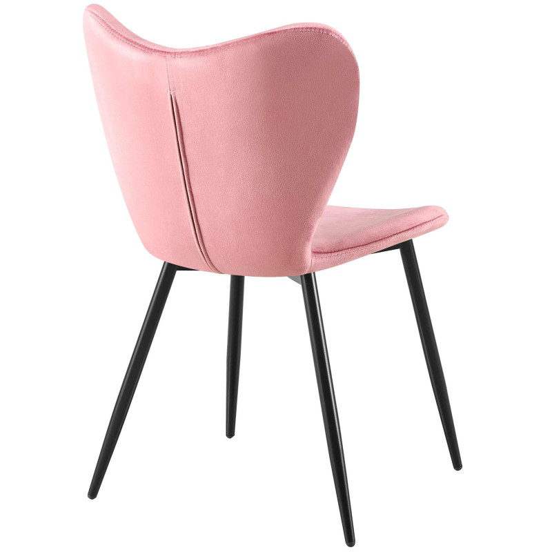 Chaise scandinave moderne Papillon Velours Rose Métal Noir Mat Jaleny - 2