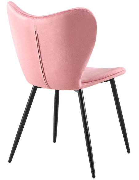 Chaise scandinave moderne Papillon Velours Rose Métal Noir Mat Jaleny - 2