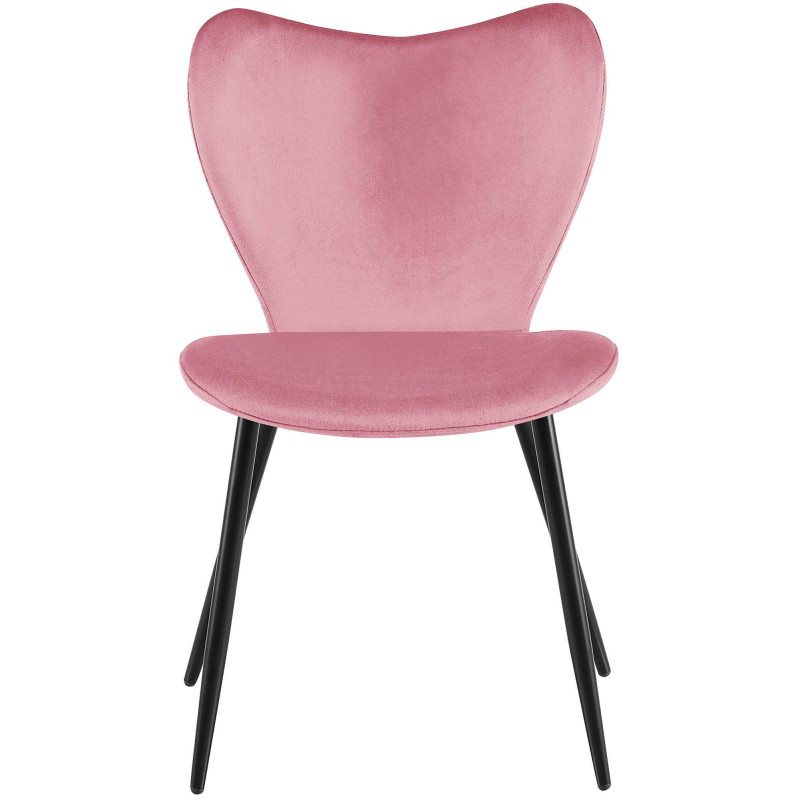 Chaise scandinave moderne Papillon Velours Rose Métal Noir Mat Jaleny - 3