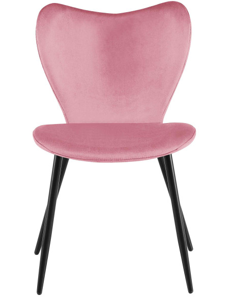 Chaise scandinave moderne Papillon Velours Rose Métal Noir Mat Jaleny - 3