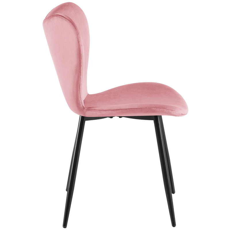Chaise scandinave moderne Papillon Velours Rose Métal Noir Mat Jaleny - 4