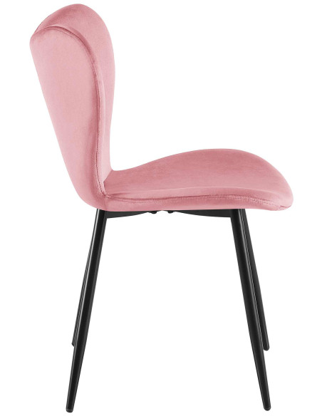 Chaise scandinave moderne Papillon Velours Rose Métal Noir Mat Jaleny - 4
