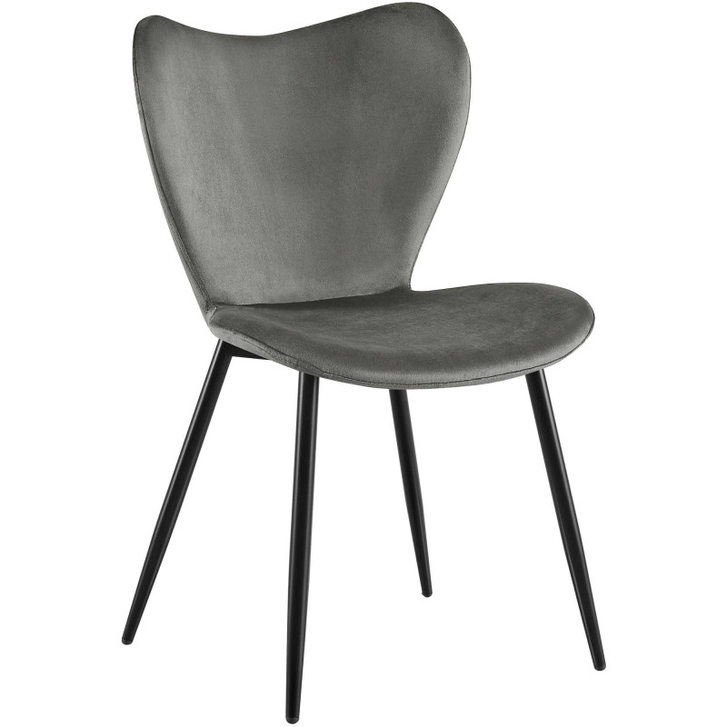 Chaise scandinave moderne Papillon Velours Gris anthracite Métal Noir Mat Jaleny - 1