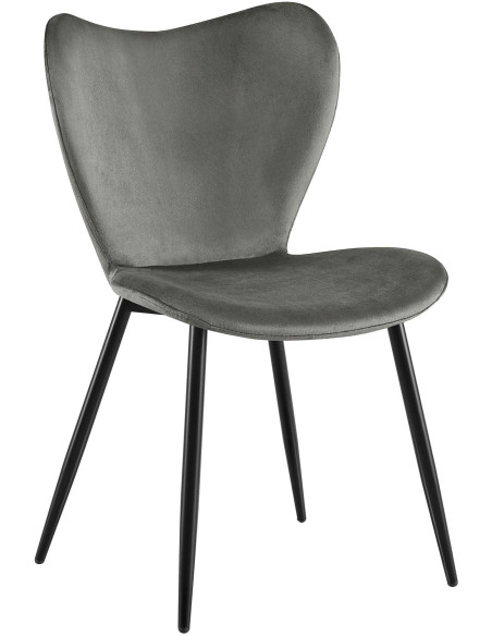 Chaise scandinave moderne Papillon Velours Gris anthracite Métal Noir Mat Jaleny - 1