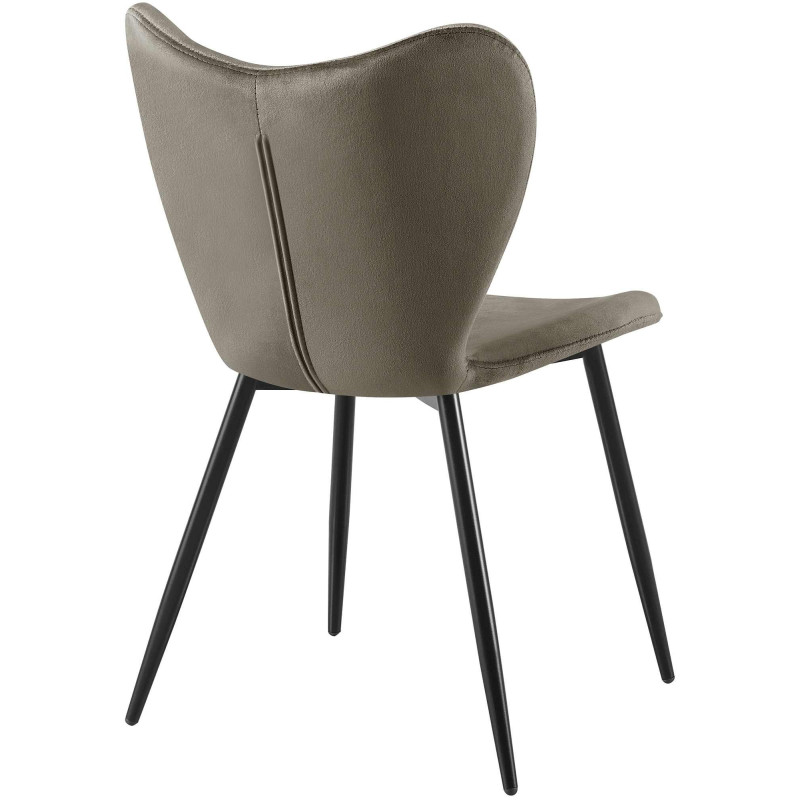Chaise scandinave moderne Papillon Velours Gris anthracite Métal Noir Mat Jaleny - 2