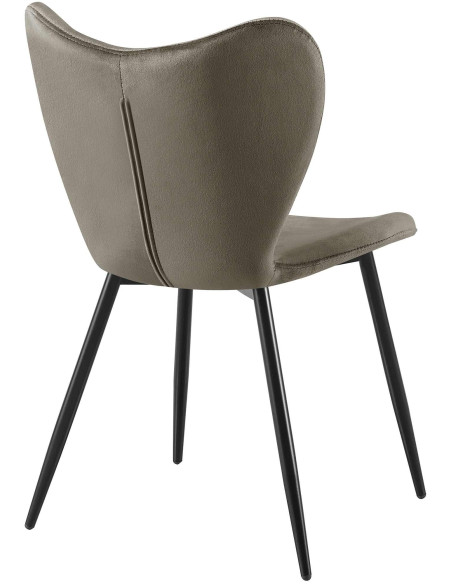 Chaise scandinave moderne Papillon Velours Gris anthracite Métal Noir Mat Jaleny - 2