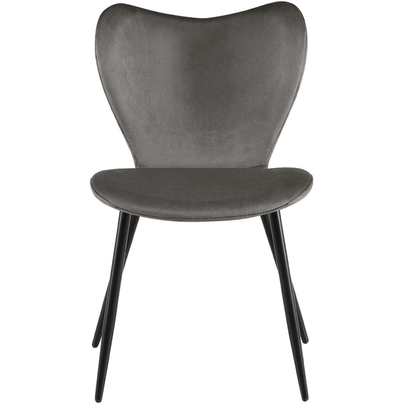 Chaise scandinave moderne Papillon Velours Gris anthracite Métal Noir Mat Jaleny - 3