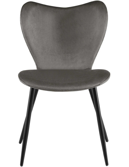 Chaise scandinave moderne Papillon Velours Gris anthracite Métal Noir Mat Jaleny - 3