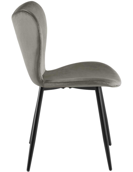 Chaise scandinave moderne Papillon Velours Gris anthracite Métal Noir Mat Jaleny - 4