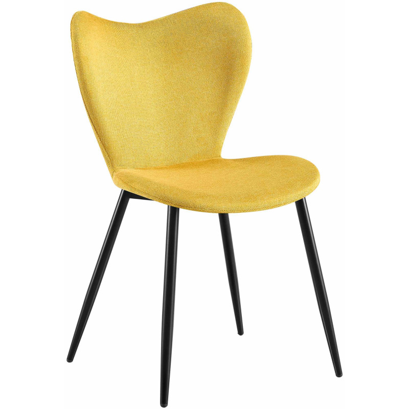 Chaise scandinave moderne Papillon Tissu Jaune Métal Noir Mat Jaleny - 1