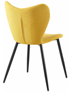 Chaise scandinave moderne Papillon Tissu Jaune Métal Noir Mat Jaleny - 2