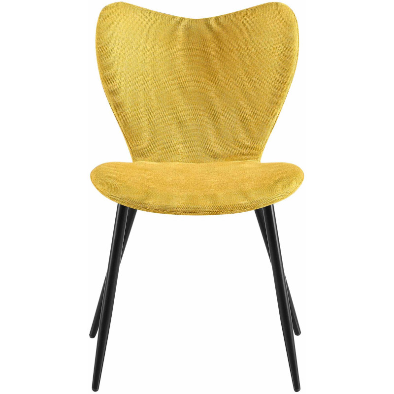 Chaise scandinave moderne Papillon Tissu Jaune Métal Noir Mat Jaleny - 3